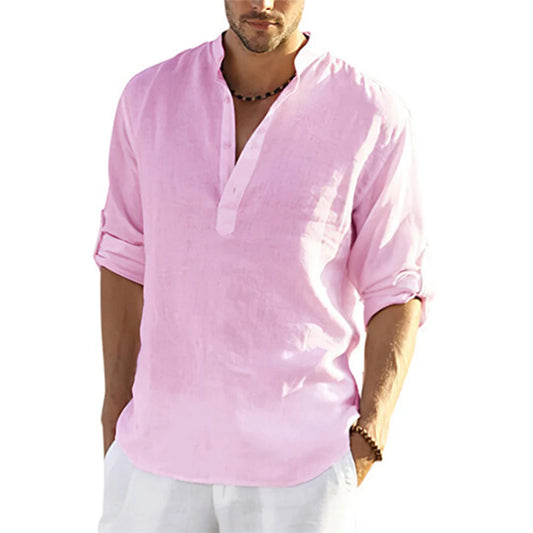 Camisa de algodão e Linho para Todas as Estações